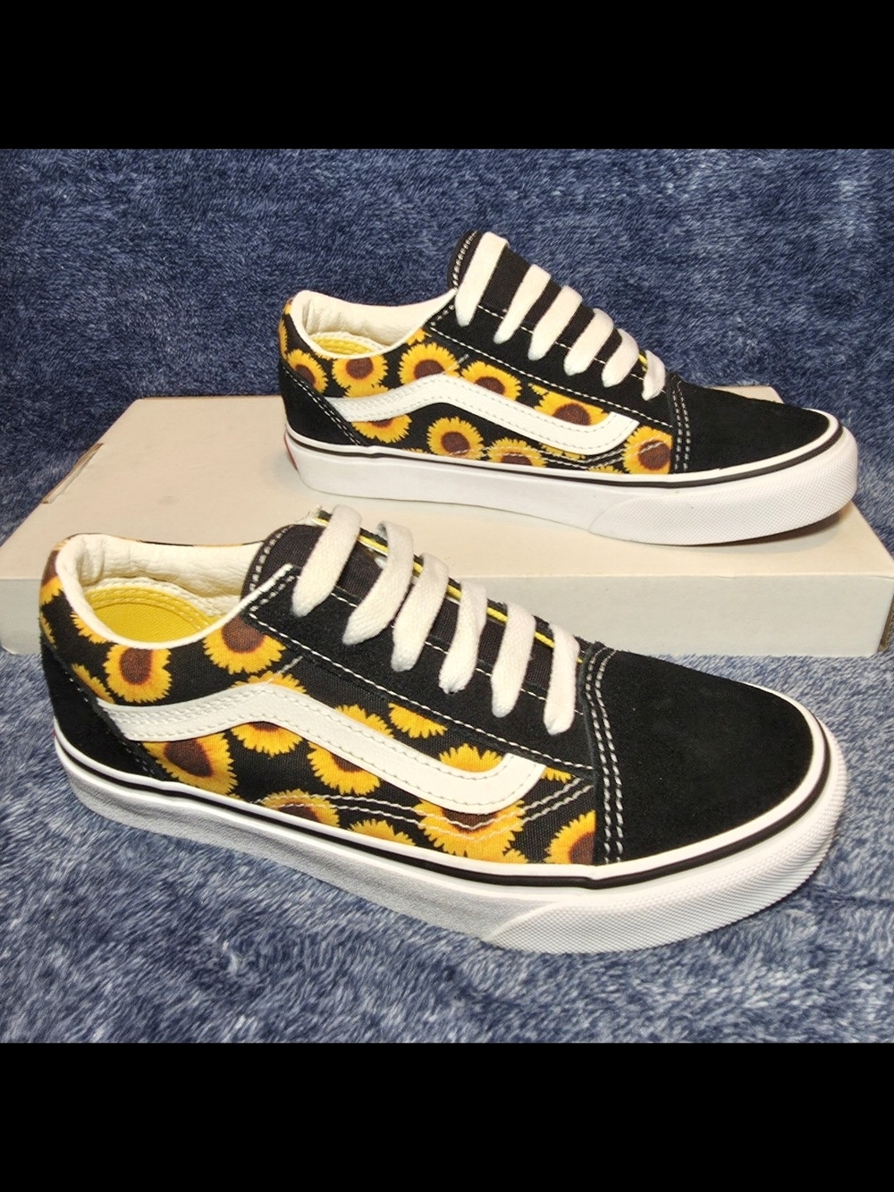 Vans Black Sunflower Pattern Old Skool Sneakers
